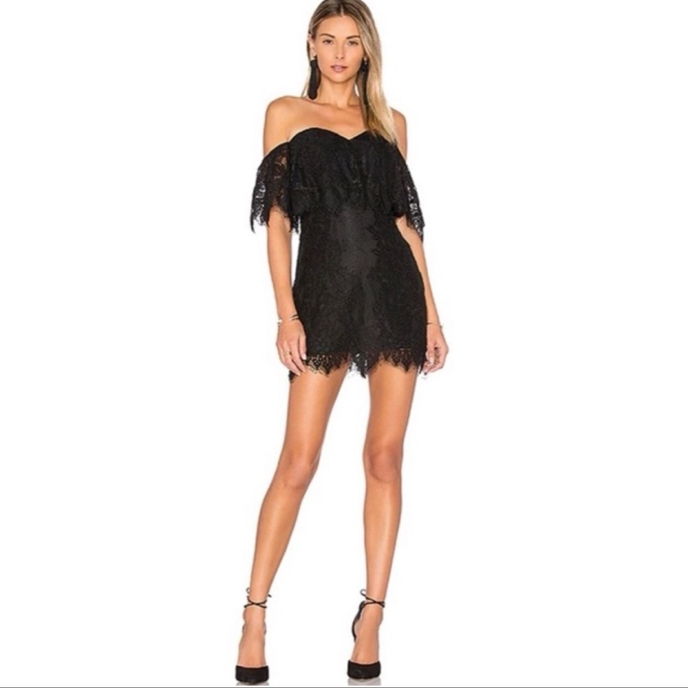 Lovers + Friends Lush Black Lace Mini Dress Sz XS